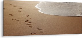 Kép - nyomok a homokban és a tenger (120x50 cm)