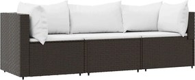 vidaXL 3 részes barna polyrattan kerti ülőgarnitúra párnával