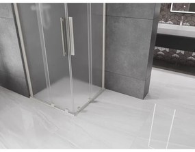 Mexen Velar Duo, zuhanykabin tolóajtóval 100 x 100 cm, 8 mm-es mattüveg, csiszolt acél, 871-100-100-32-97