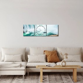 Vízesések hajóval képe (órával) (90x30 cm)