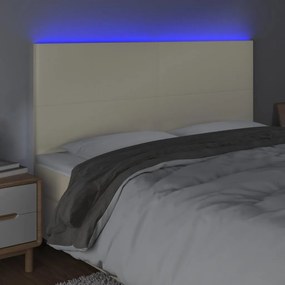 krémszínű műbőr LED-es fejtámla 160x5x118/128 cm