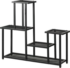 Outsunny 4-Szintes Virágtartó, 83cm Magas Virágállvány Belső és Külső Használatra, Fém Virágtartó, Többrétegű Virágtartó, Cserépállvány a Nappaliba, K