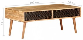 tömör akácfa dohányzóasztal 100 x 50 x 39 cm