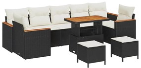 vidaXL Kerti Kanapé Szett 10 pcs Fekete polirattan