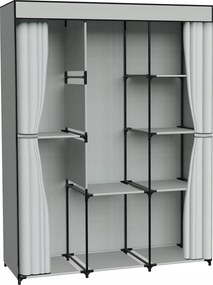 Textil Gardróbszekrény Textil Ruha Cipő Összecsukható Szürke Könyvespolc