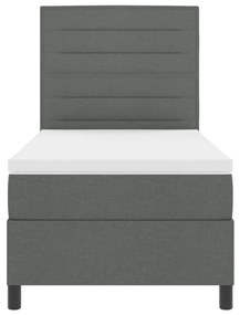 Rugós ágy matraccal és LED világítással, sötétszürke, 90 x 190 cm, szövet