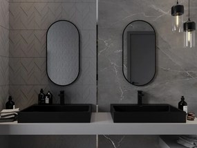 Mexen Loft ovális fürdőszobai tükör 80 x 40 cm, fekete keret - 9851-080-040-000-70