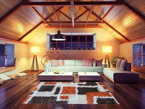 Manarola modern shaggy szőnyeg 200 x 300 cm krém terra barna