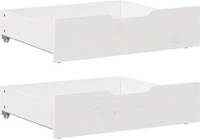 vidaXL 2 db fehér tömör fenyőfa ágy alatti fiók 75 x 55 x 17 cm