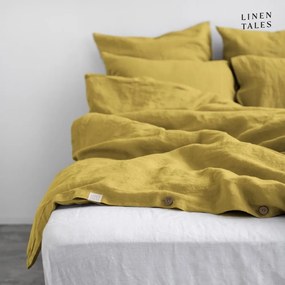 Sárga egyszemélyes len ágyneműhuzat 140x200 cm – Linen Tales
