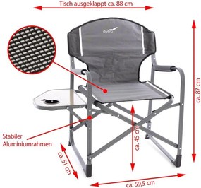 DIVERO Kempingszék szett asztal-italtartó 2 db világosszürke