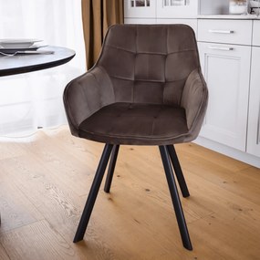 Design fotel, szürkésbarna Velvet/fekete, PETIN