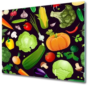 Üveg vágódeszka színes zöldségek 60x52 cm