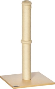 PawHut 60 cm-es Macskakarmoló oszlop, sisal borítású, stabil karmolós fa macskáknak labdával, Chipboard, Bézs+Oszlop, 34 x 34 x 60 cm | Aosom