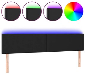 fekete műbőr LED-es fejtámla 200 x 5 x 78/88 cm