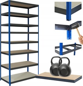 Tárolószekrény fém állvány Helios 270x90x30cm 8Px275kg Tömör Kék