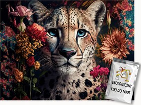 Fotótapéta Flizelina Gepárd Macska Portré Virágok Gerbera Őszirózsa 300x210 ragasztó