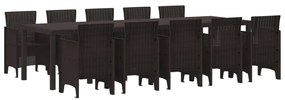11 Részes Kerti Étkező Szett Barna Polirattan, Kerti Asztal Barna 150x100x73 cm Polirattan, Kerti Székek 2 db Barna Polirattan, Kerti Székek 4 db Barna Polirattan