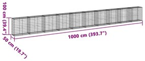horganyzott vas gabion kosár fedéllel 1000 x 50 x 100 cm