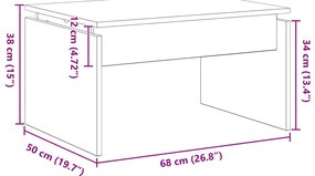 Fekete Tölgy Kávézóasztal 68x38x50 cm Műanyag Fa