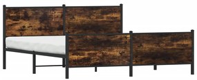 füstös tölgy színű fém ágykeret matrac nélkül 183 x 213 cm