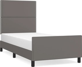 vidaXL szürke műbőr ágykeret fejtámlával 90 x 200 cm