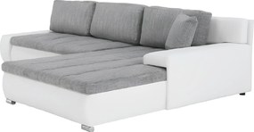 Ülőgarnitúra, műbőr fehér/szövet szürke melír, TONIKS