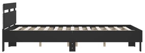 fekete ágykeret fejtámlával és LED-del 140 x 190 cm