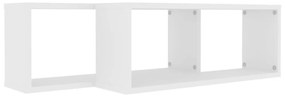 2 db fehér szerelt fa négyszögű fali polc 60 x 15 x 23 cm