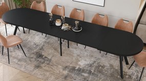 Mazzoni Ovális bővíthető étkezőasztal EXPANSO Matt Fekete