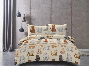 COLORED CATS krém mikroszálas ágyneműhuzat Ágyneműhuzat mérete: 70 x 90 cm | 140 x 200 cm