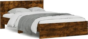 vidaXL füstös tölgy színű ágykeret fejtámlával 135 x 190 cm