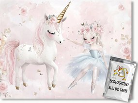 Fotótapéta Flizelina Lány Balett Tánc Unikornis Rózsa 152,5x104 ragasztó