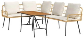 vidaXL Kerti Kanapé Szett 2 pcs Bézs polirattan