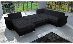 Kárpitozott univerzális U-alakú kihúzható ülőgarnitúra YORK fekete/antracit