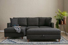 Eva Left Anthracite kinyitható sarokkanapé
