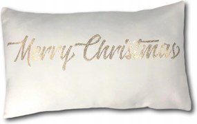 Merry Christmas párnahuzat, fehér, velúrszerű