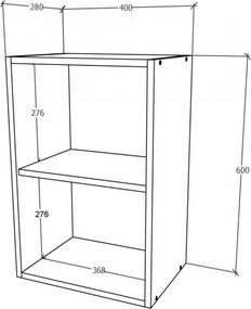 Benita 1 ajtós Felső konyhaszekrény Fehér 40x30x60 cm