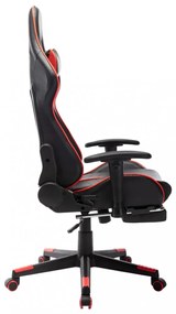 fekete és piros műbőr gamer szék lábtámasszal