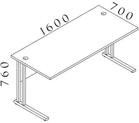 Visio LUX asztal 160 x 70 cm, tölgy