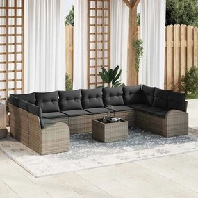 vidaXL Kanapé Szett párnával 11 pcs Szürke Polyrattan