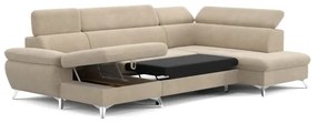 CATANIA jobb oldali U-alakú sarokkanapé tárolóval, bézs