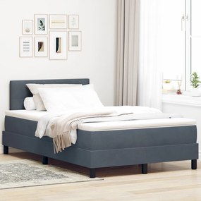 Boxspring Ágy Matraccal Sötétszürke Kicsi Kétszemélyes Bársony