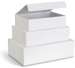 Fehér fedeles dekoratív karton tárolódoboz szett 3 db-os 42,5x29,5x13 cm Kian Paper Laminate – Bigso