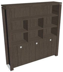 Verno+ S magas szekrény 200 x 46 x 210 cm, polccal, antracit tölgy / fekete