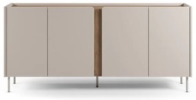 Krémszínű-natúr színű komód tölgyfa dekorral 180x82x40 cm Lucile – Marckeric