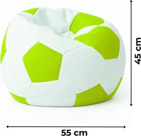 EMI focilabda mintás fehér-limezöld műbőr babzsákfotel