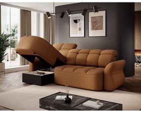 Sárga-barna bársony kinyitható-tárolóhelyes sarokkanapé (bal oldali-heverő résszel) Beneth – ELTAP