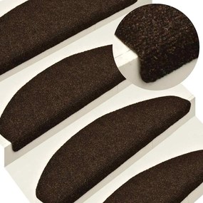 öntapadós lépcsőszőnyegek 30 db 65 x 21 x 4 cm barna félkör alakú nagy