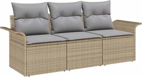 vidaXL Kerti Kanapé Szett párnával tárolóval 3 pcs Bézs Poli rattan